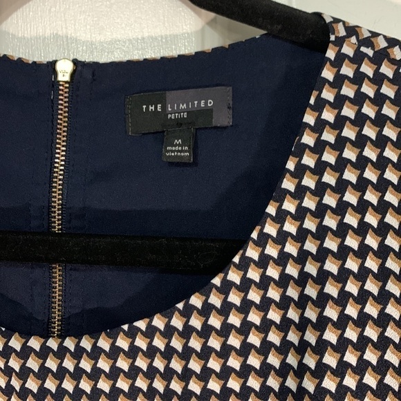 The Limited Petite navy with a white and gold square motif mid-length dress - Picture 5 of 12
